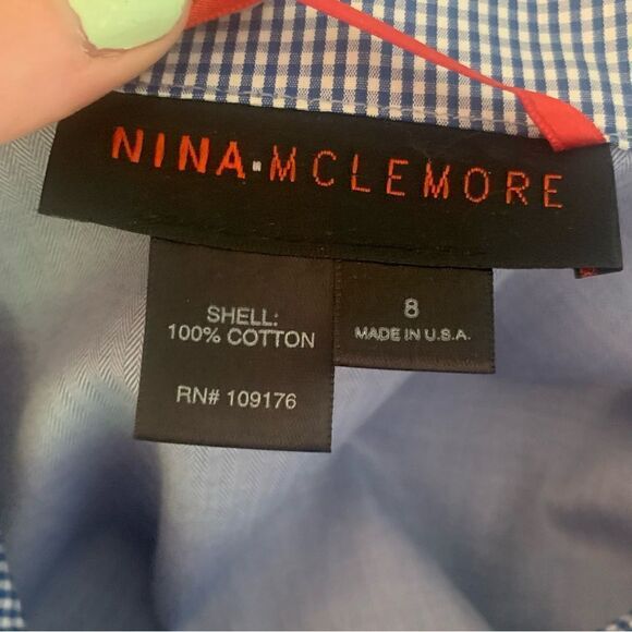Nina Mclemore 100% Cotton Light Blue Button Down Collared Dress Shirt - Picture 7 of 7